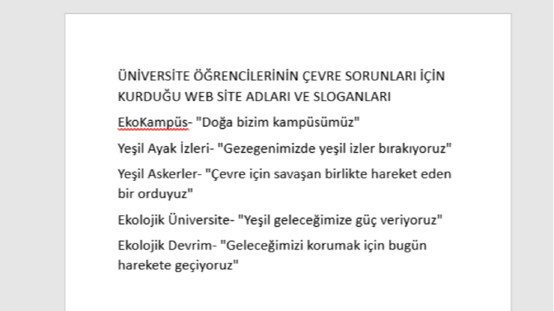 Çevre Sorunları İçin Kurulan Web Sitesi