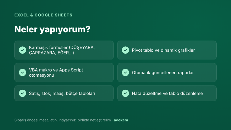 Excel Formül, Pivot ve Makro Çalışmaları