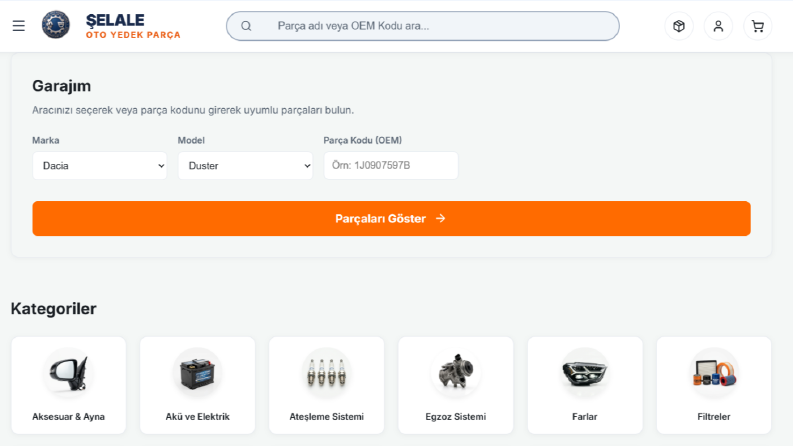 Oto Yedek Parça Web Sitesi