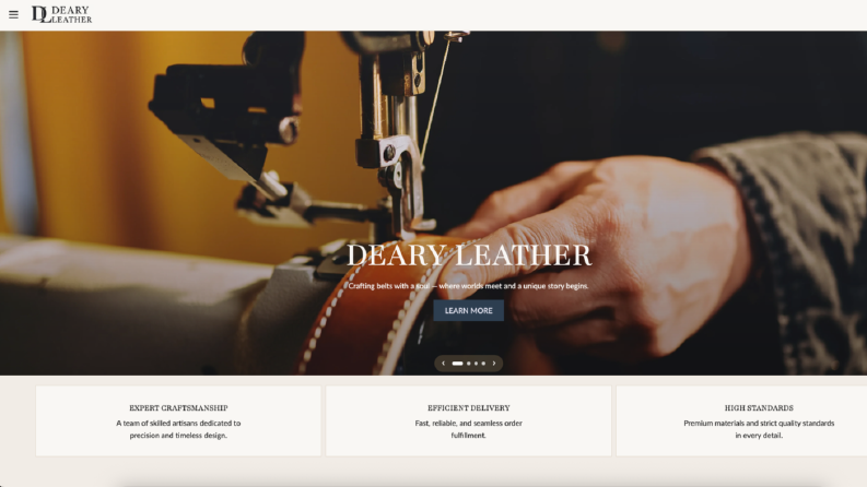 Deary Leather - Kurumsal & Katalog Websitesi