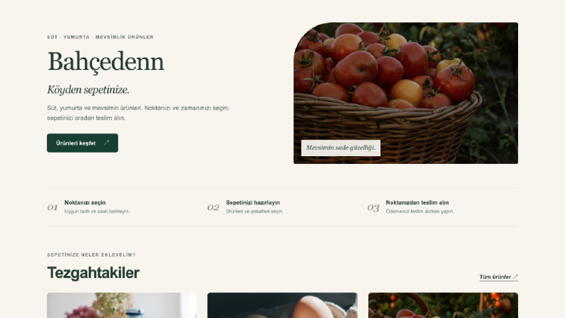 Bahçedenn – E-Ticaret ve Teslim Alma Platformu
