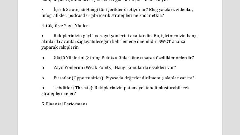 Kapsamlı pazar araştırması