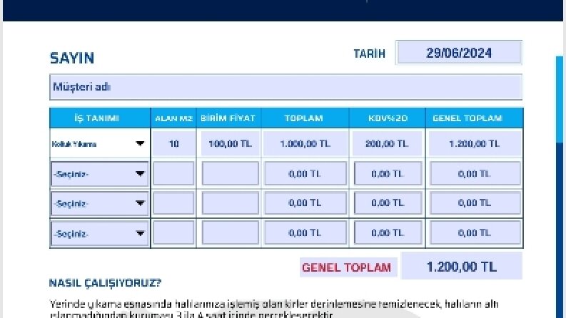 Otomatik Hesaplamalı Fiyat Teklifi