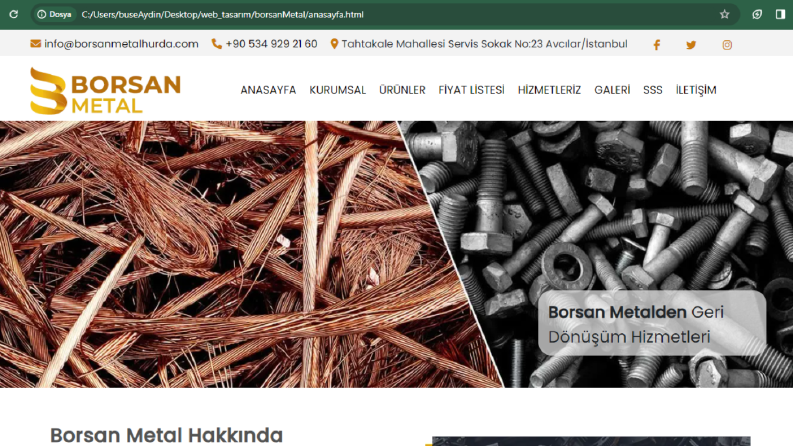 Borsan Metal - Konsept Web Tasarım