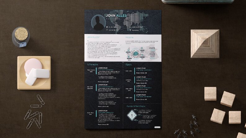 CV / Portfolio - Black & Blue Theme (Page 1/2)
