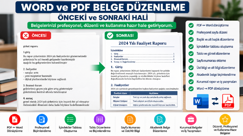 Word ve PDF Belge Düzenleme | Öncesi ve Sonrası