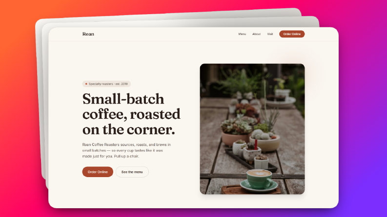 Roan Coffee Roasters Landing Page