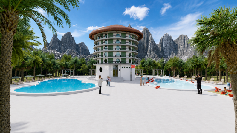 Mantar Formunda Özgün Otel Konsepti | 3D Çevre Tasarımı