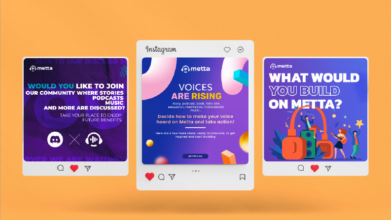 Metta - Audio Books and Podcasts için post tasarımları