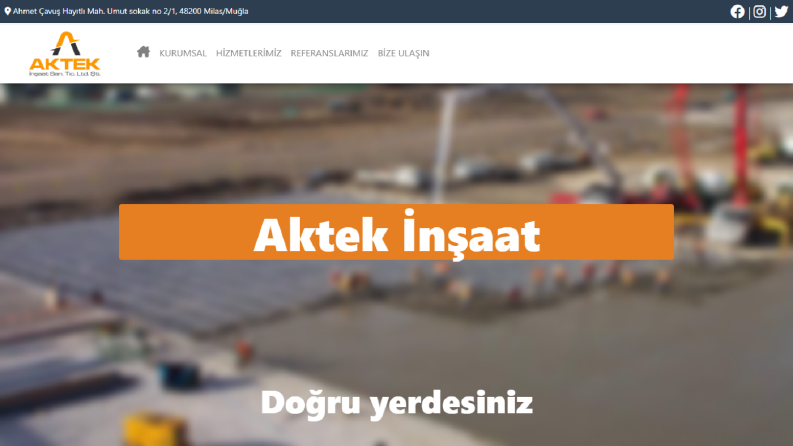 Aktek İnşaat Web tasarımı