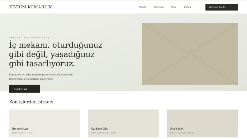 Kıvrım Mimarlık - WordPress Sitesi (Konsept)