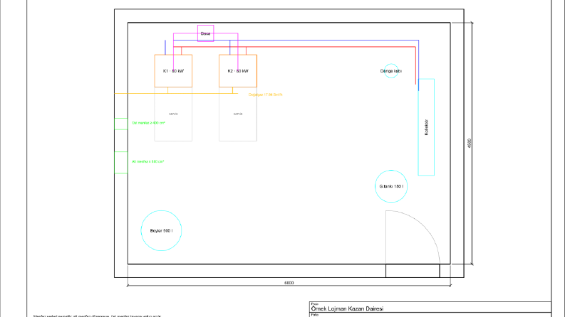 Doğalgazlı Kazan Dairesi: Ön Boyutlandırma ve AutoCAD Pafta