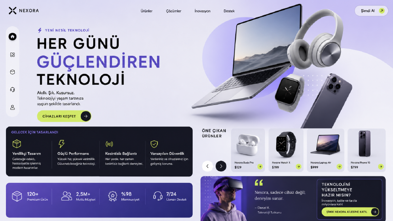 Nexora – Teknoloji E-Ticaret Arayüz Tasarımı
