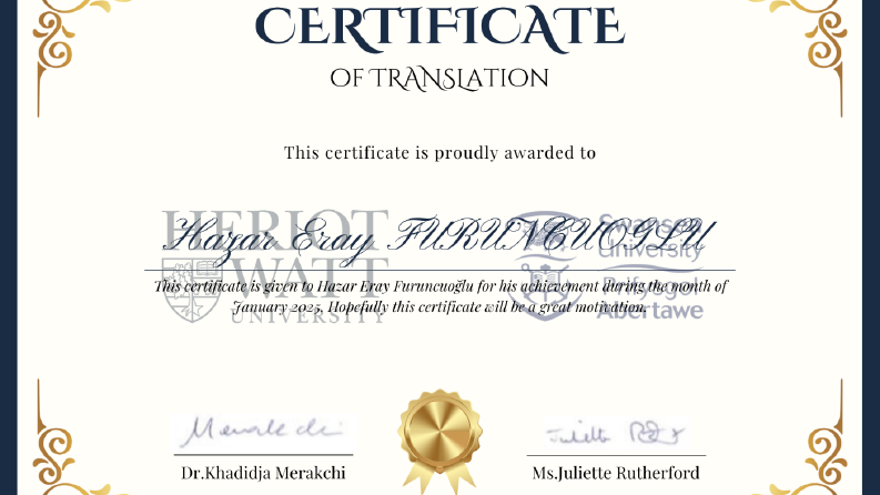 CERTIFICATE & SERTİFİKA 