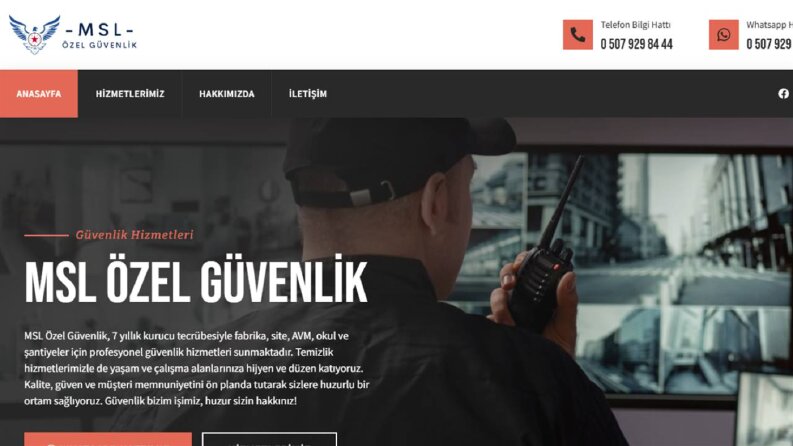 MSL Özel Güvenlik kurumsal sitesi