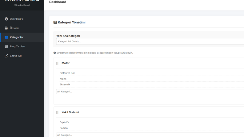 Altuntop Makine Özel Web Yazılımı