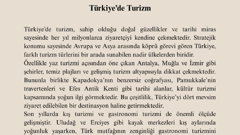 Türkiye'de Turizm