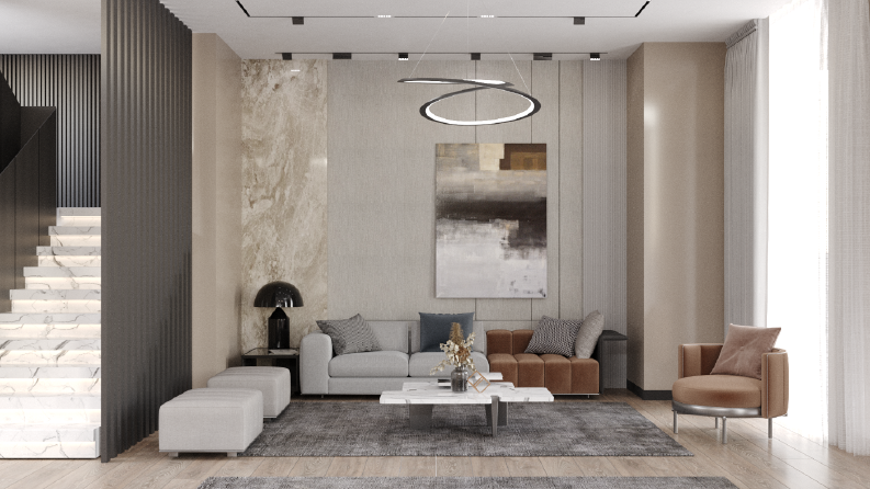 3DS MAX villa iç mekan tasarımı
