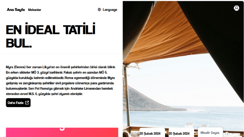 Bungalov rezervasyon landing page