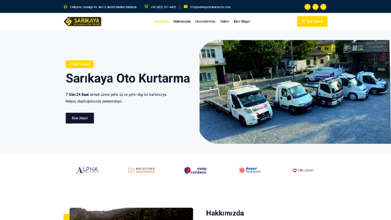 Sarıkaya Oto Kurtarma - Websitesi Tasarımı