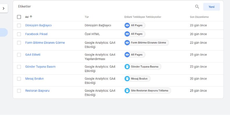 Web Sitesi Etkinlik İzleme Kurulumu (Tag Manager )