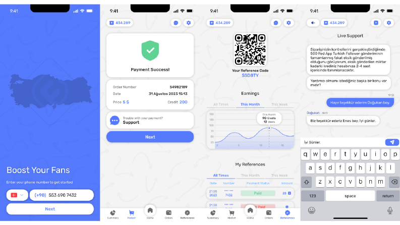 BoostFans UI Tasarımı