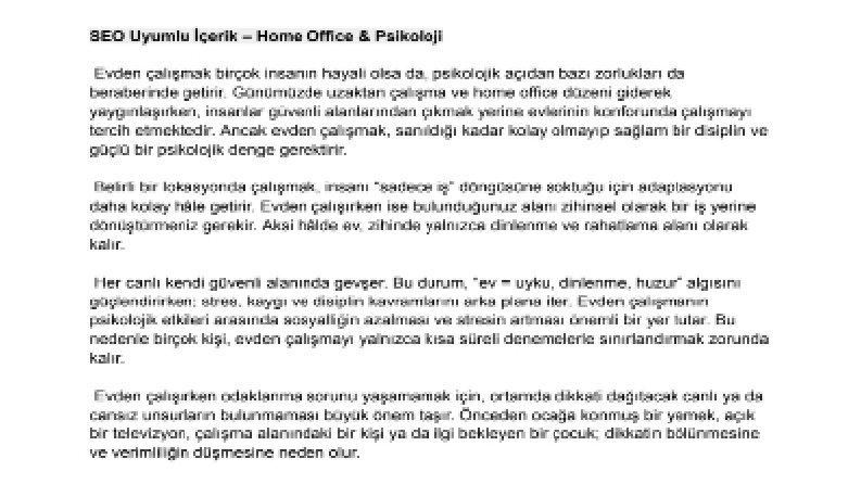 SEO Uyumlu İçerik – Home Office & Psikoloji