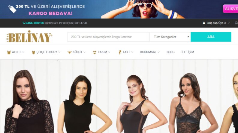 Belinay Bayan İç Giyim E-Ticaret Web Sitesi