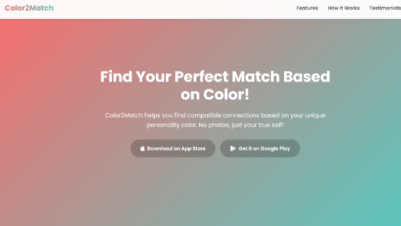 Color2match - Landing page