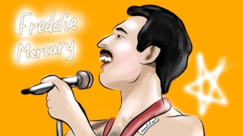 Freddie Mercury çizgifilm tadın dijital çizim