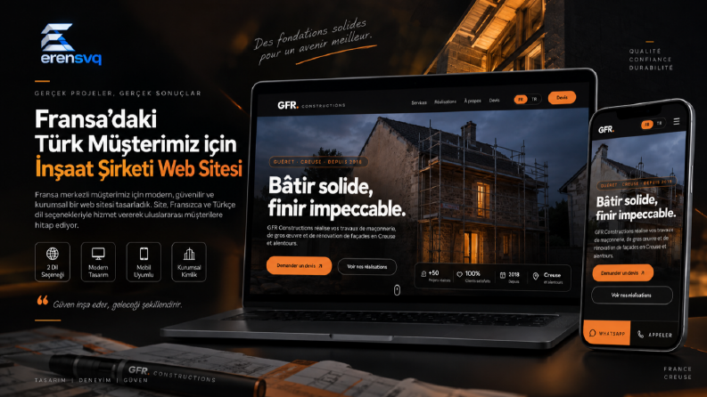 Fransa Menşeili İnşaat Firması İçin 2 Dilli Web Sitesi