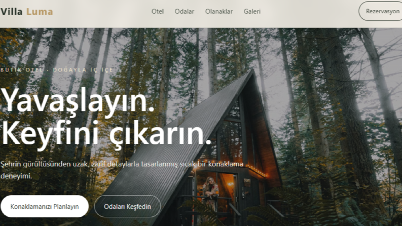 Modern Butik Otel Web Sitesi