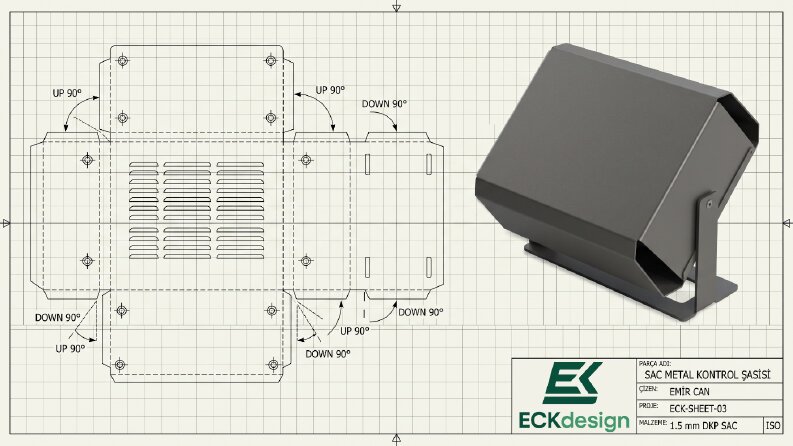 Sac Metal Şasi Tasarımı & Tezgâha Hazır Lazer DXF Açınımı