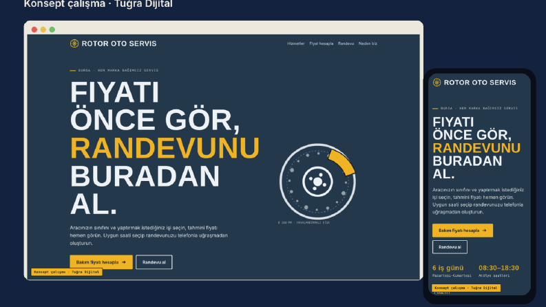 Rotor Oto Servis - Konsept Randevu Sitesi