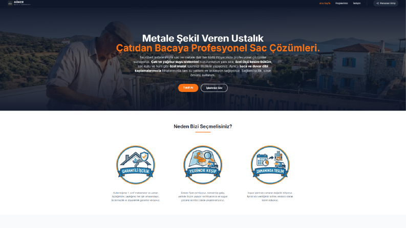 Gökçe Metal - Modern ve Hızlı Kurumsal Web Projesi
