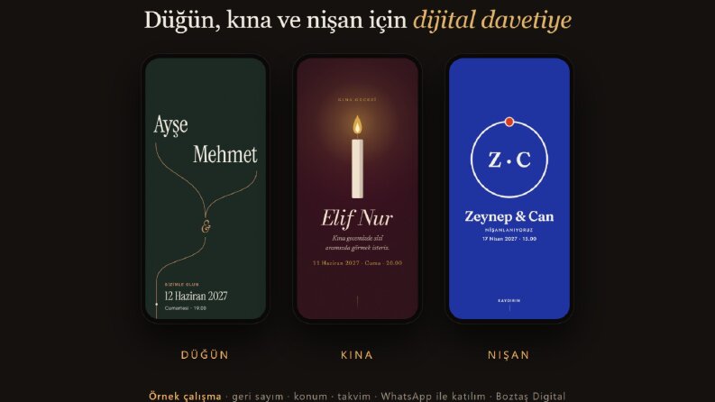 Dijital Davetiye: Düğün, Kına, Nişan (Örnek)
