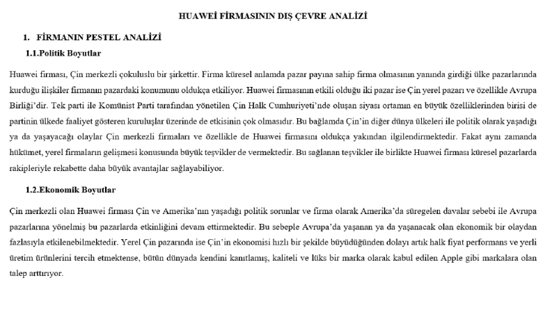 Huawei Dış Çevre Analizi 