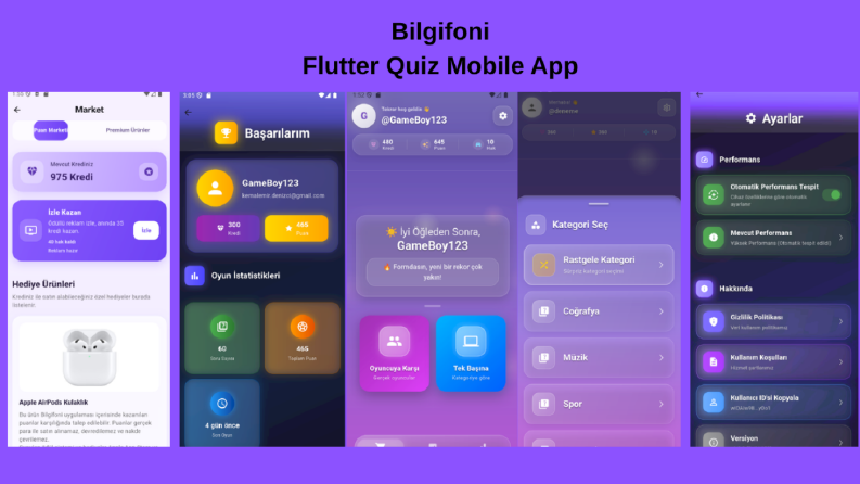 Bilgifoni – Flutter Quiz Mobil Uygulaması