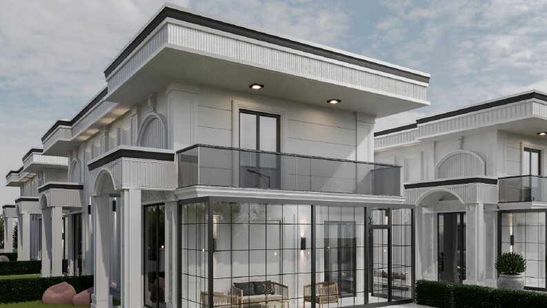 KLASİK DIŞ CEPHELİ İKİZ VİLLA TASARIMI/3D RENDER/RUHSAT PR.