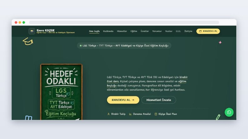 Özel Ders Sitesi + Admin Paneli - HTML, CSS, JS