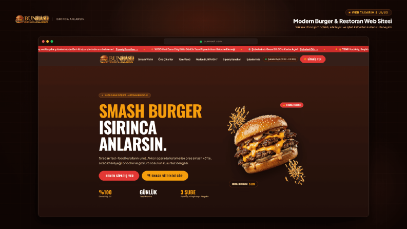 BUNMASH | Modern Hamburger Restoranı Web Sitesi