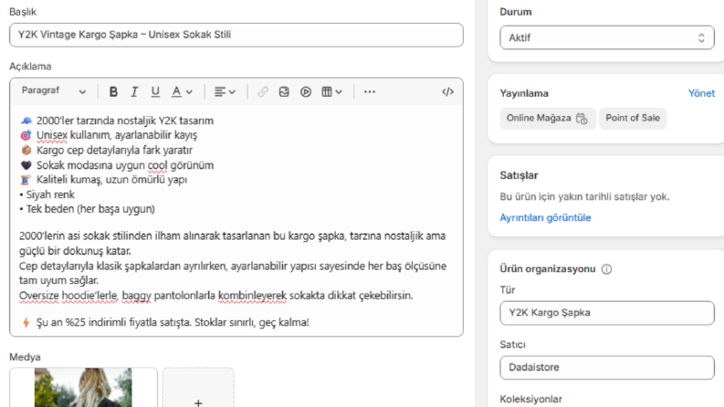 Shopify Ürün Listeleme & Varyant Örneği