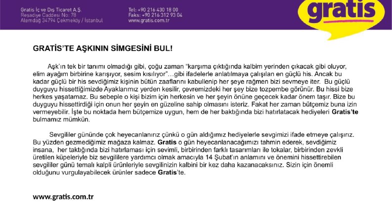 Gratis-Sevgililer Günü