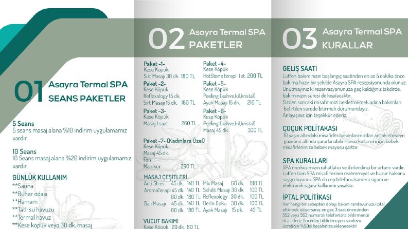 Asayra Termal Otel Broşürü