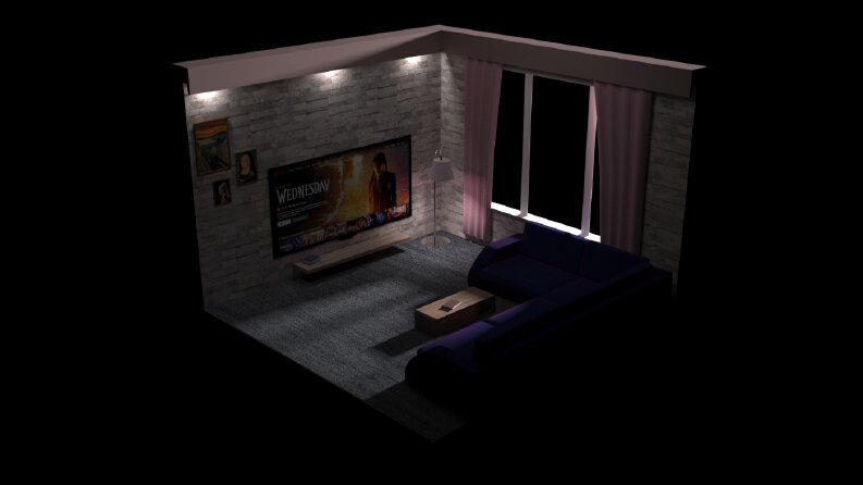 Modern L Koltuklu Oturma Odası 3D Modeli
