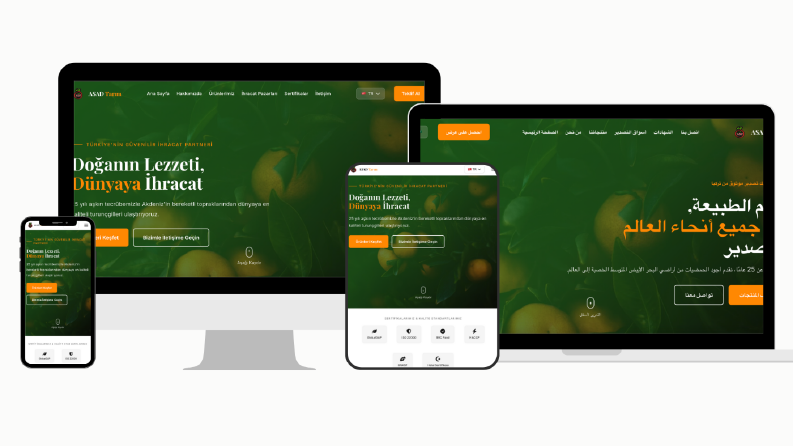 Global İhracat İçin 4 Dilli Kurumsal Web Sitesi