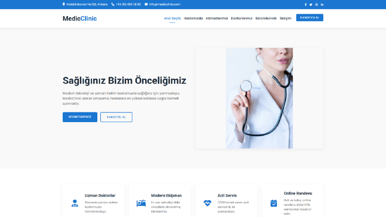MedicClinic - Sağlık ve Klinik Web Uygulaması