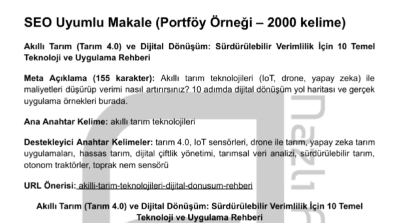 Akıllı Tarım (Tarım 4.0) ve Dijital Dönüşüm
