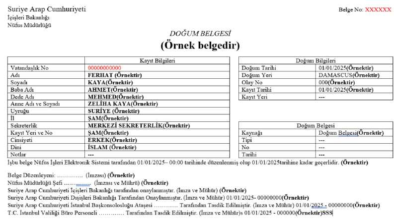Resmi Belge Çevirisi Örneği