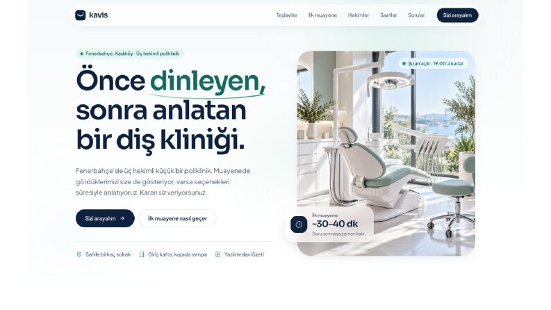 Kavis Diş Kliniği - Konsept Web Sitesi